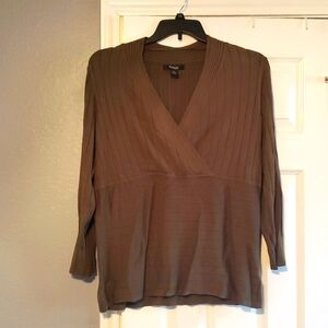 V neck, wrap style sweater